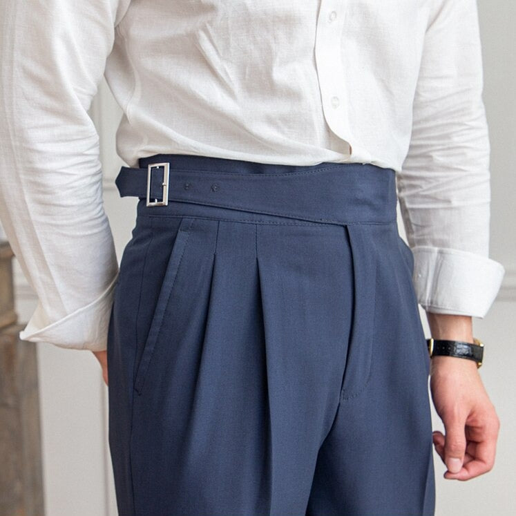High Waist Formal Trousers | Tapered Fit with Pleats