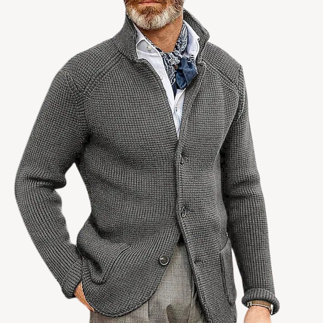Knit Cardigan - Button Front with Structured Collar
