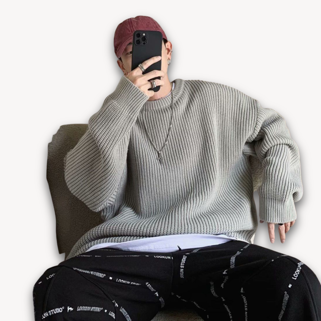 Oversized Knitted Jumper - Casual Loose Fit Pullover