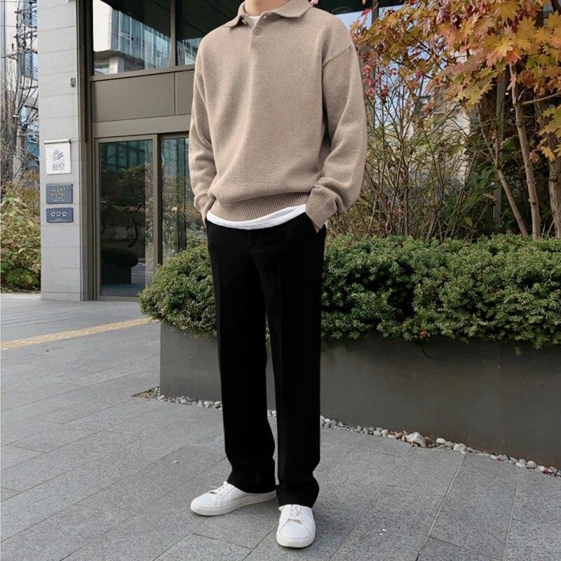 Polo Neck Knitted Jumper - Relaxed Fit Pullover