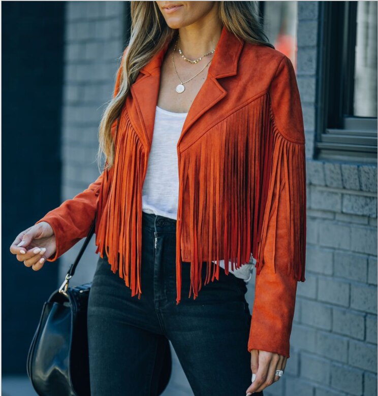 Fringe Jacket - Western Style with Lapel Collar