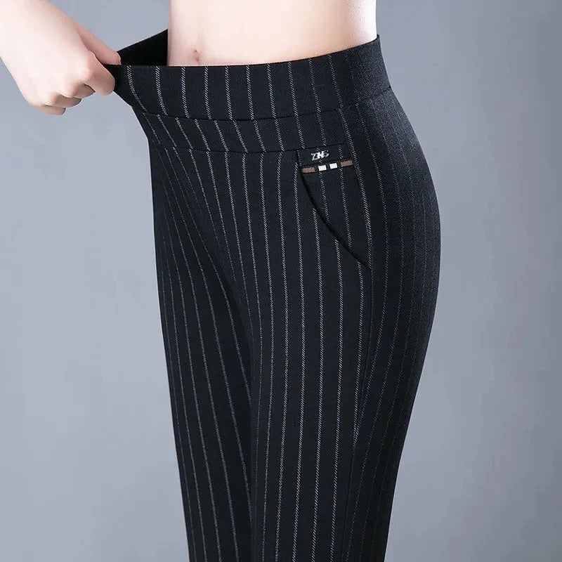 High Waist Tapered Trousers - Slim Fit Work Style