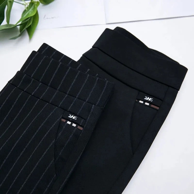 High Waist Tapered Trousers - Slim Fit Work Style