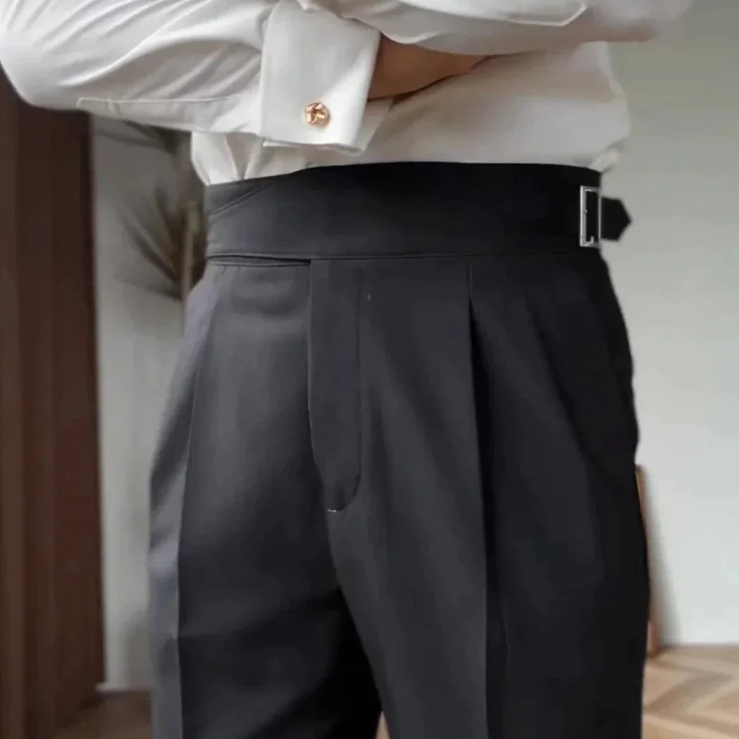High Waist Formal Trousers | Tapered Fit with Pleats