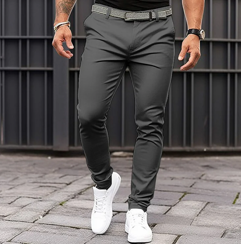 Slim Fit Trousers - Stretch Tapered Jogger Style