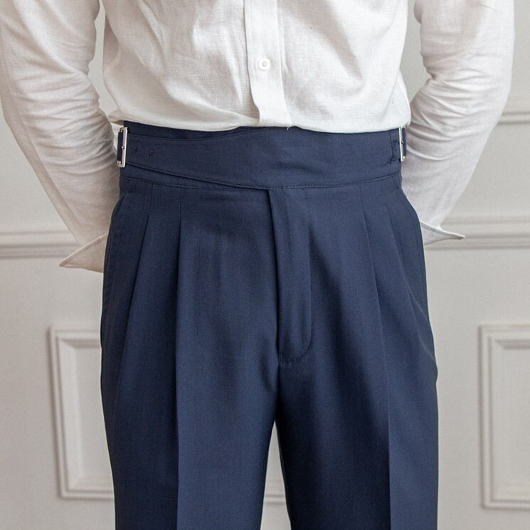 High Waist Formal Trousers | Tapered Fit with Pleats