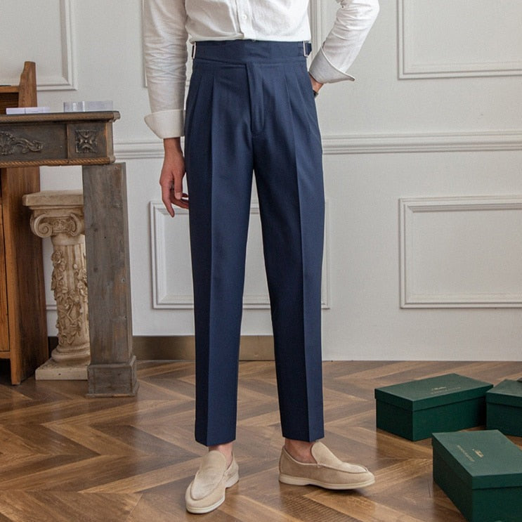 High Waist Formal Trousers | Tapered Fit with Pleats