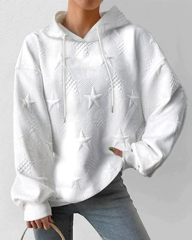 Hooded Sweatshirt - Embossed Detail Oversized Fit