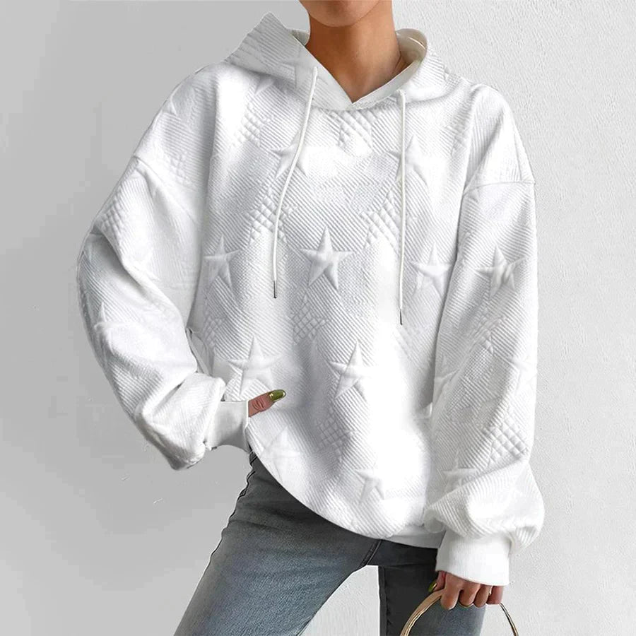 Hooded Sweatshirt - Embossed Detail Oversized Fit