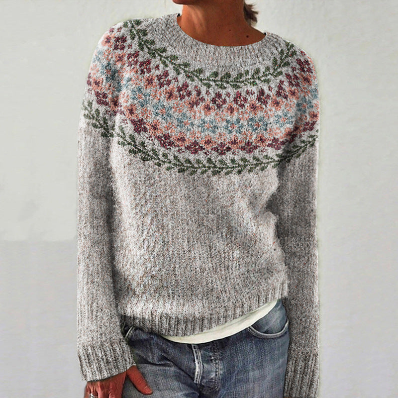 Knitted Pullover | Crew Neck with Striped Pattern