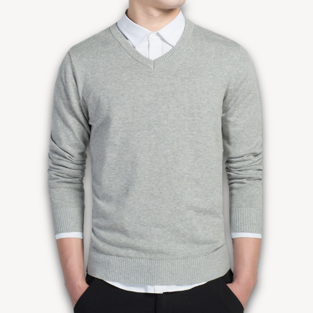 V Neck Pullover Jumper - Slim Fit Smart Casual Style