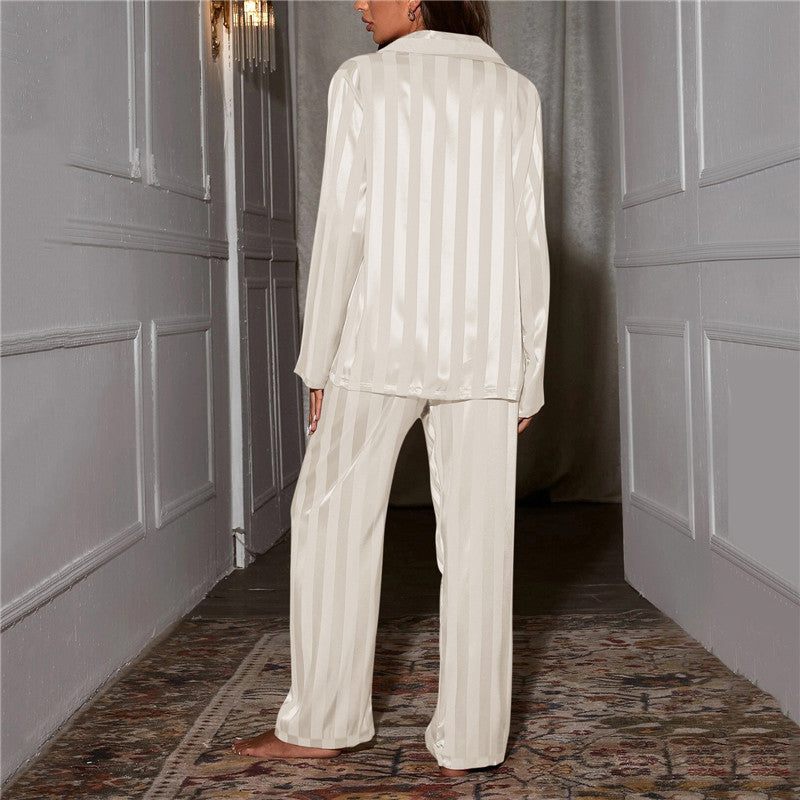 Pajama Set | Classic Stripe Top and Wide Leg Bottoms