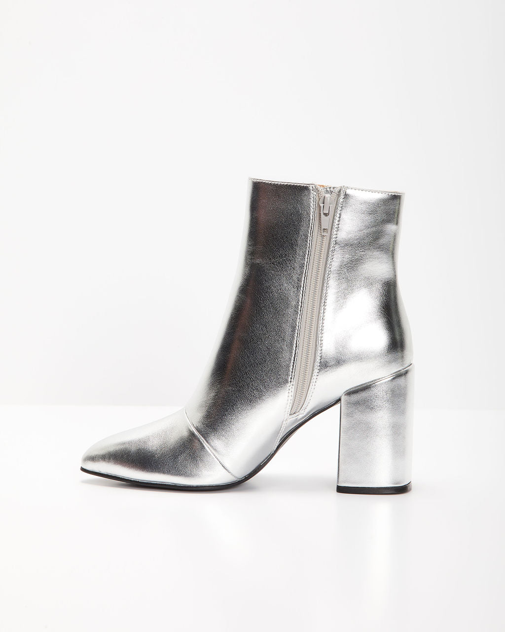 Block Heel Ankle Boots - Side Zip Party Style