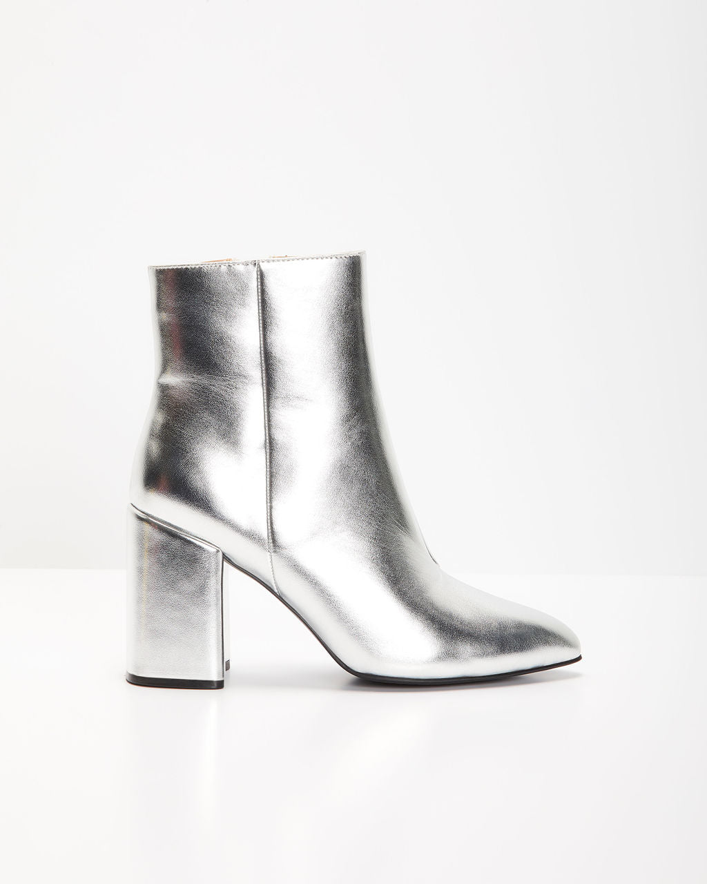 Block Heel Ankle Boots - Side Zip Party Style
