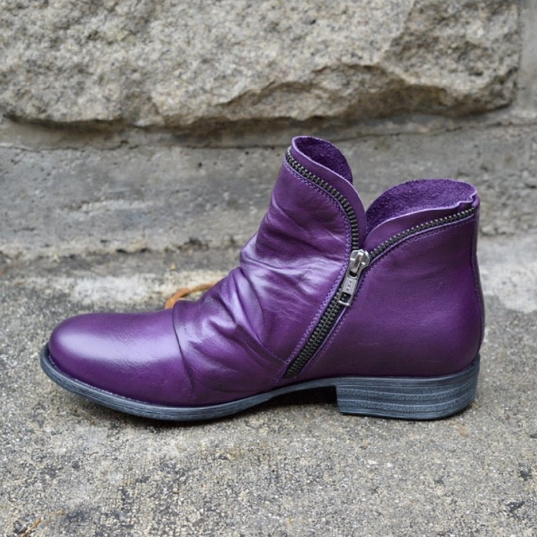 Ankle Boots | Side Zip with Low Block Heel