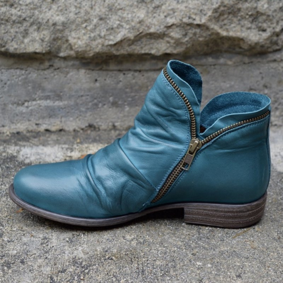 Ankle Boots | Side Zip with Low Block Heel