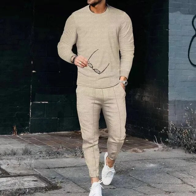 Slim Fit Tracksuit Set - Long Sleeve Top and Joggers