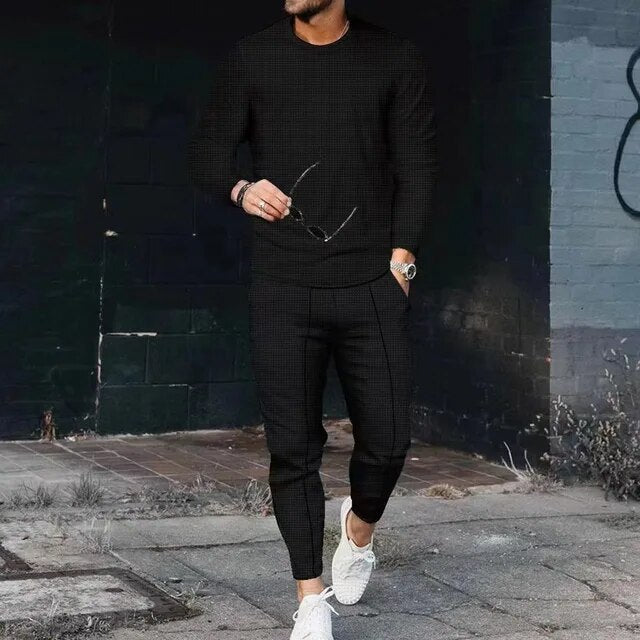 Slim Fit Tracksuit Set - Long Sleeve Top and Joggers