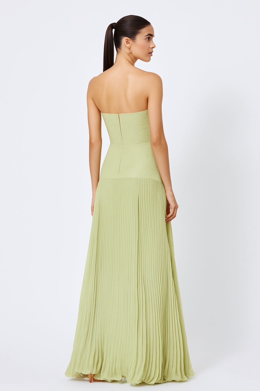 Women’s Strapless Maxi Dress | Pleated Drop Waist