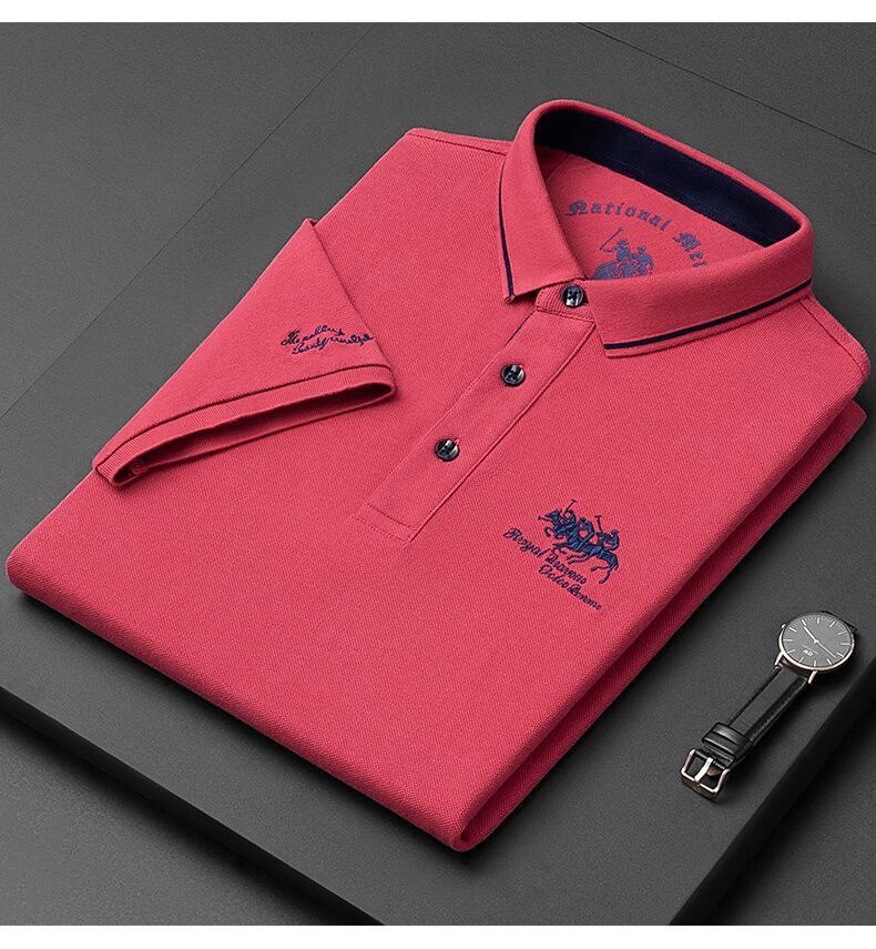 Short Sleeve Polo Shirt - Classic Fit with Button Neck