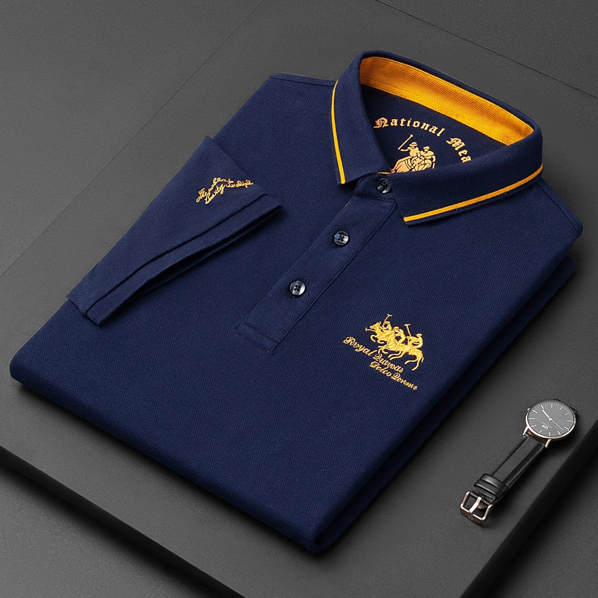 Short Sleeve Polo Shirt - Classic Fit with Button Neck
