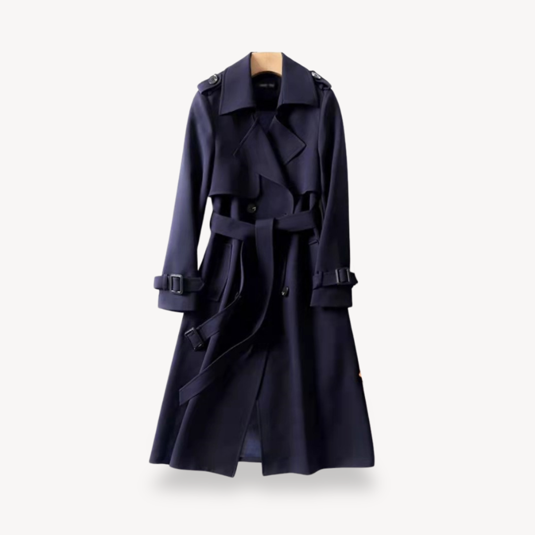 Trench Coat - Classic Double Button Style with Belt