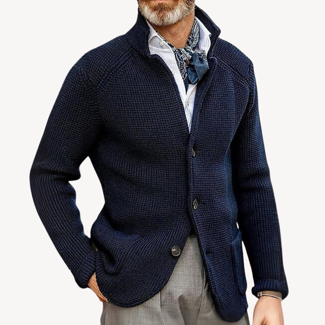 Knit Cardigan - Button Front with Structured Collar
