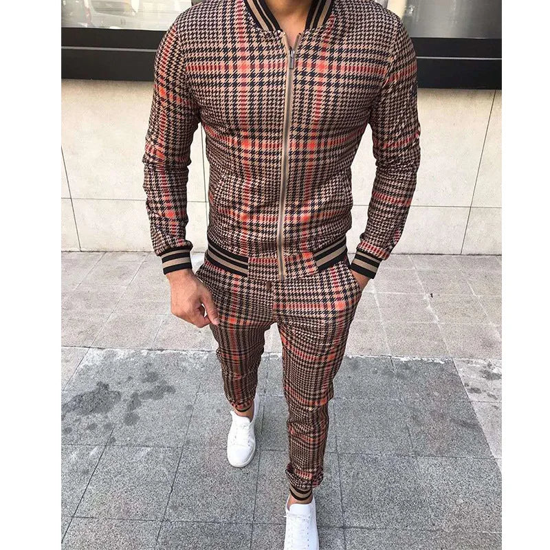 Zip Up Tracksuit Set - Slim Fit with Jacket and Joggers