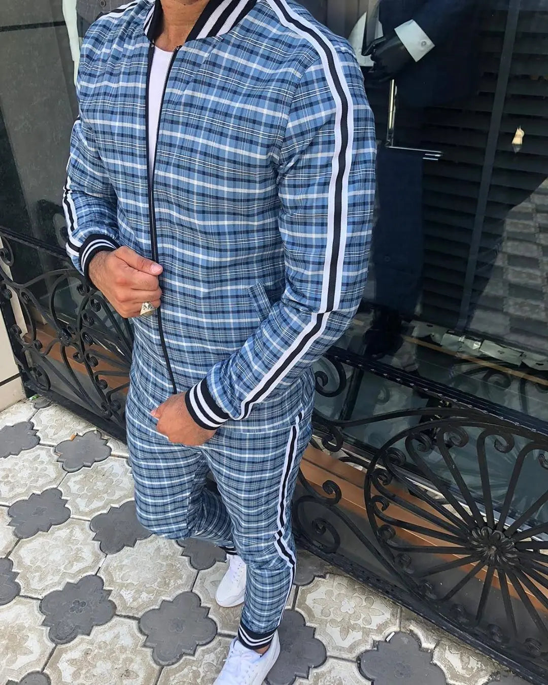 Zip Up Tracksuit Set - Slim Fit with Jacket and Joggers