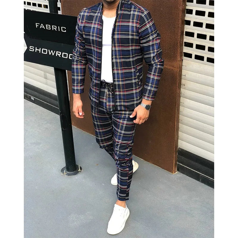 Zip Up Tracksuit Set - Slim Fit with Jacket and Joggers