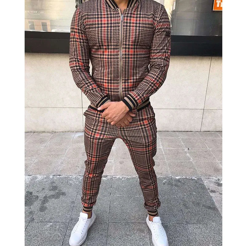 Zip Up Tracksuit Set - Slim Fit with Jacket and Joggers