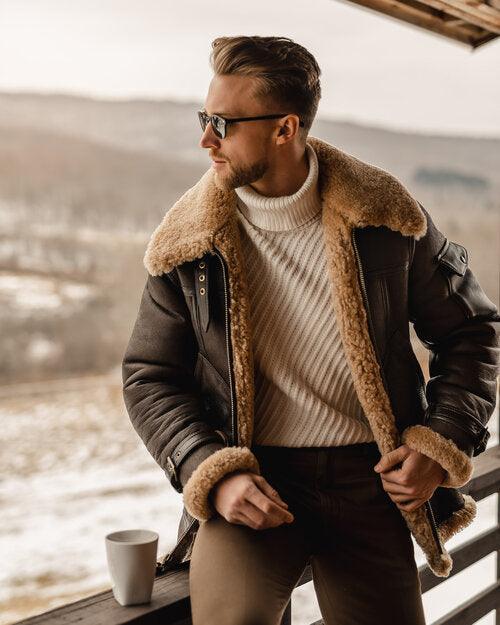Aviator Jacket | Shearling Collar and Cuffed Design