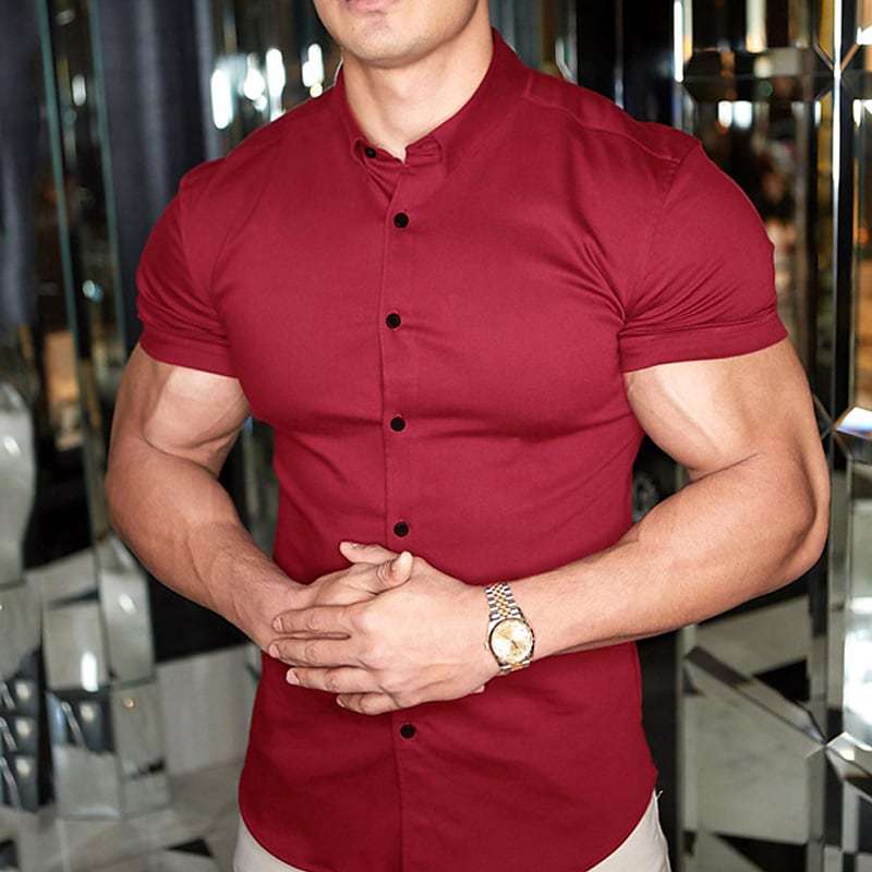Men's Tight Button Down Polo Shirt