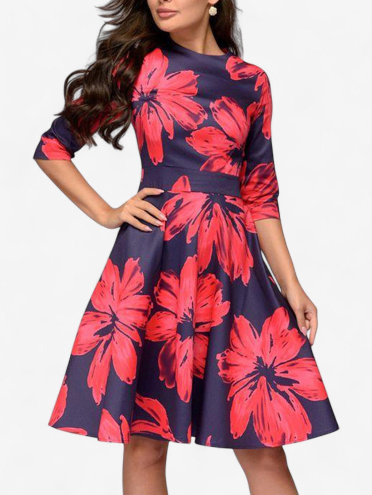 Women’s Summer Wedding Guest Formal Floral Midi Dress