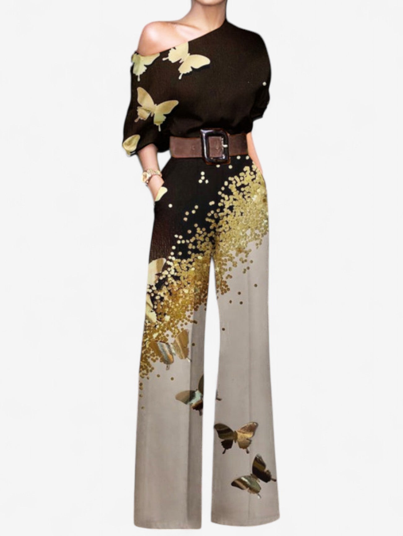 Women's Off Shoulder Print Jumpsuit