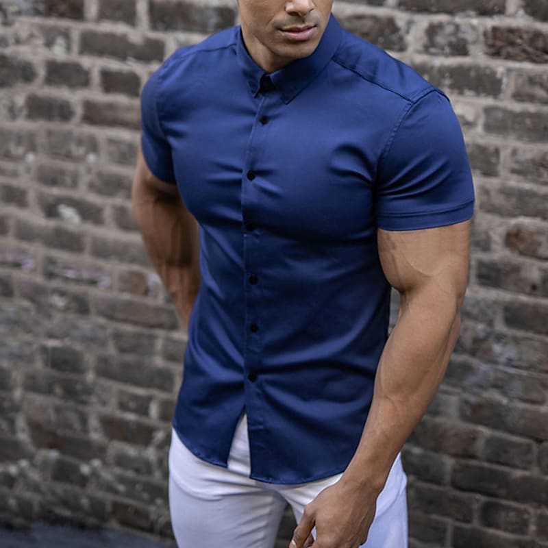 Men's Tight Button Down Polo Shirt