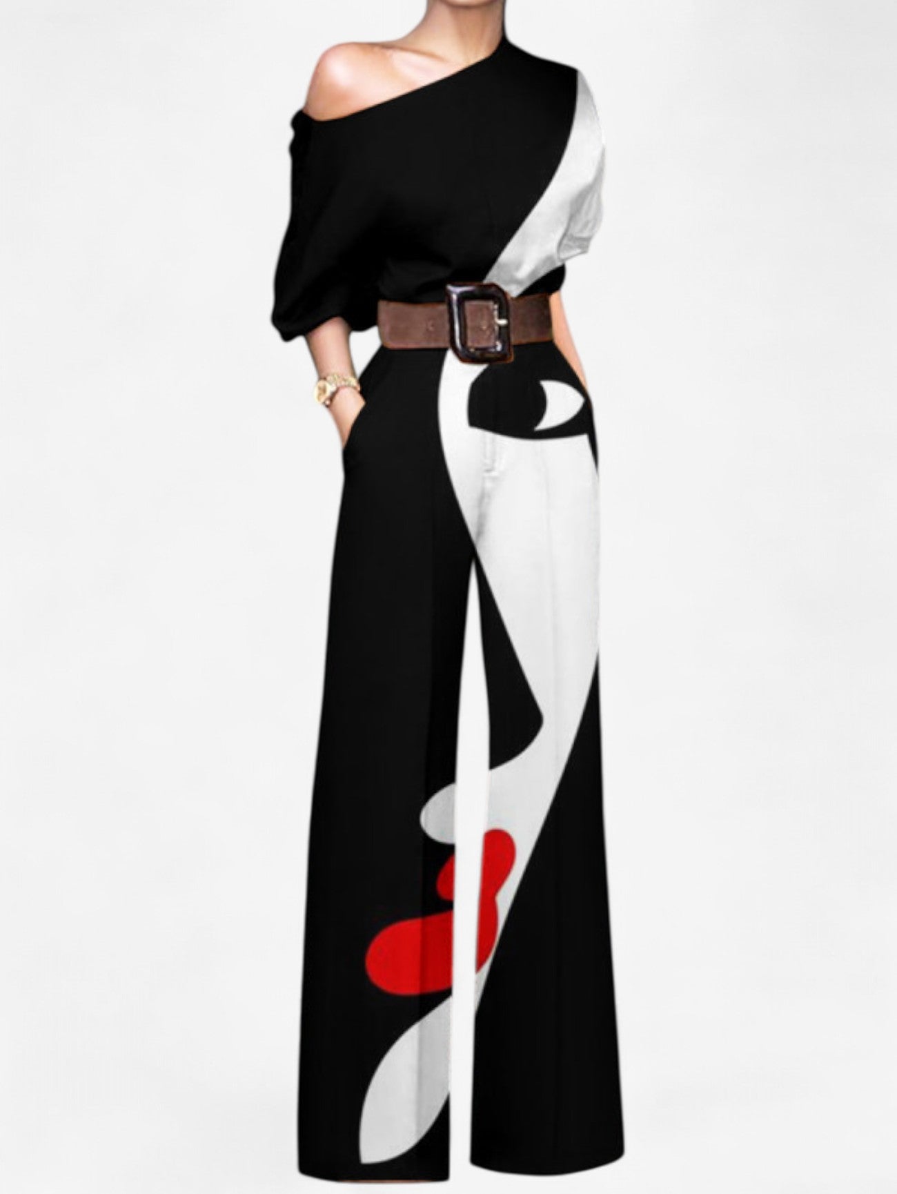 Women's Off Shoulder Print Jumpsuit