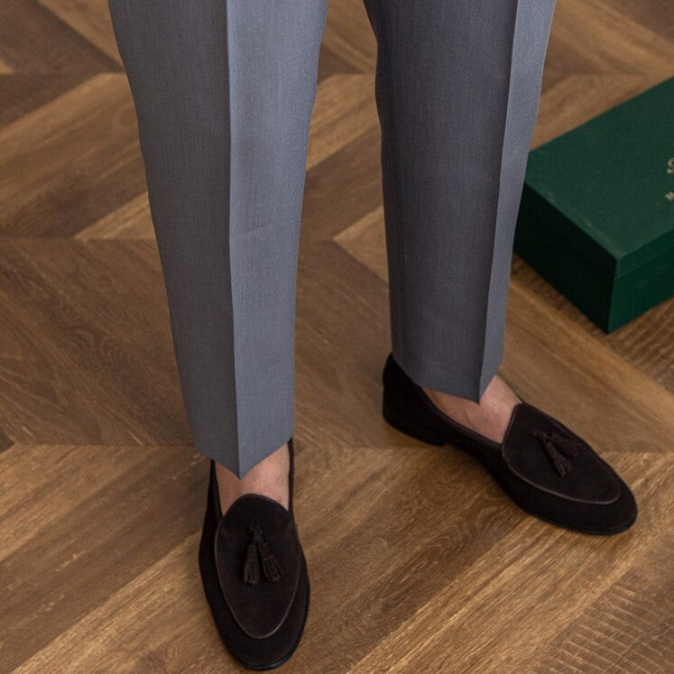 High Waist Formal Trousers | Tapered Fit with Pleats