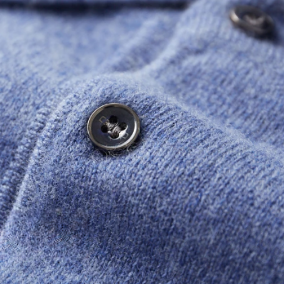 Long Sleeve Polo Jumper - Ribbed Collar Button Neck