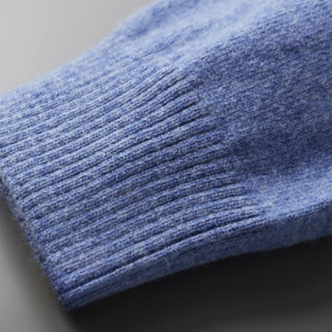 Long Sleeve Polo Jumper - Ribbed Collar Button Neck