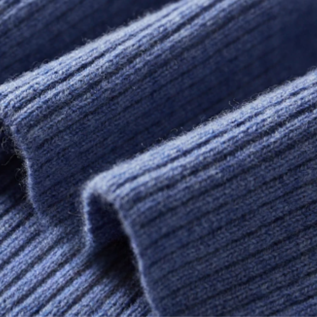Long Sleeve Polo Jumper - Ribbed Collar Button Neck