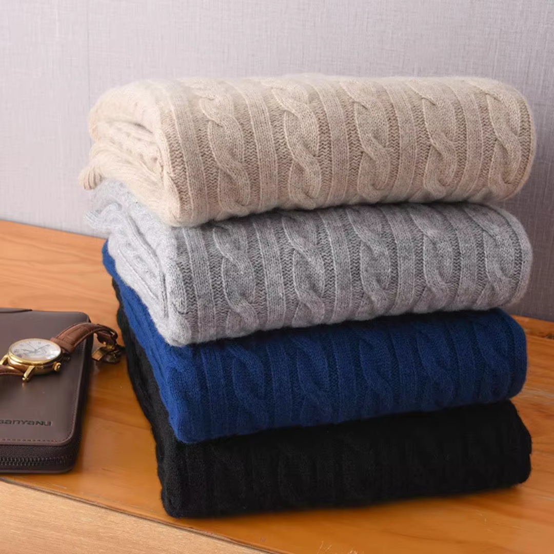 Half Zip Jumper – Cable Knit with Ribbed Collar