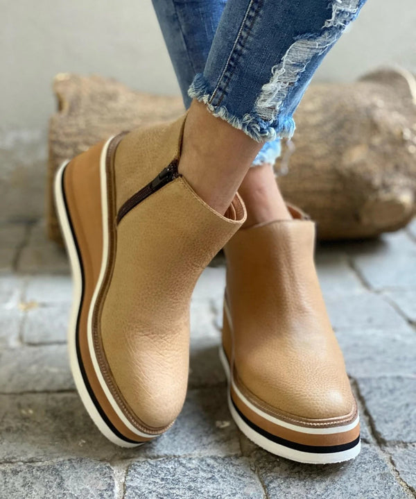 Platform Wedge Ankle Boots | Side Zip Platform Design