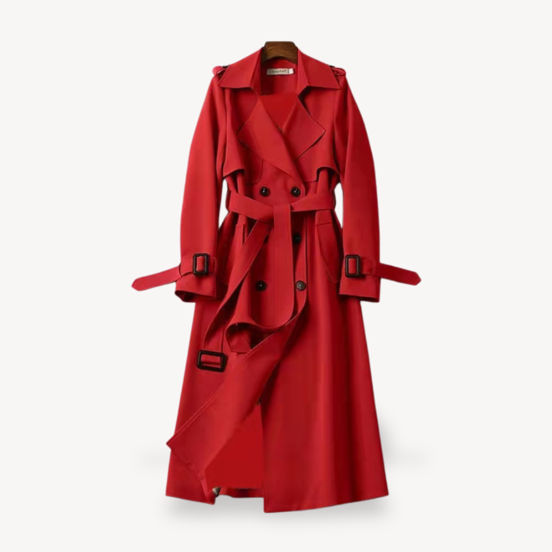 Trench Coat - Classic Double Button Style with Belt
