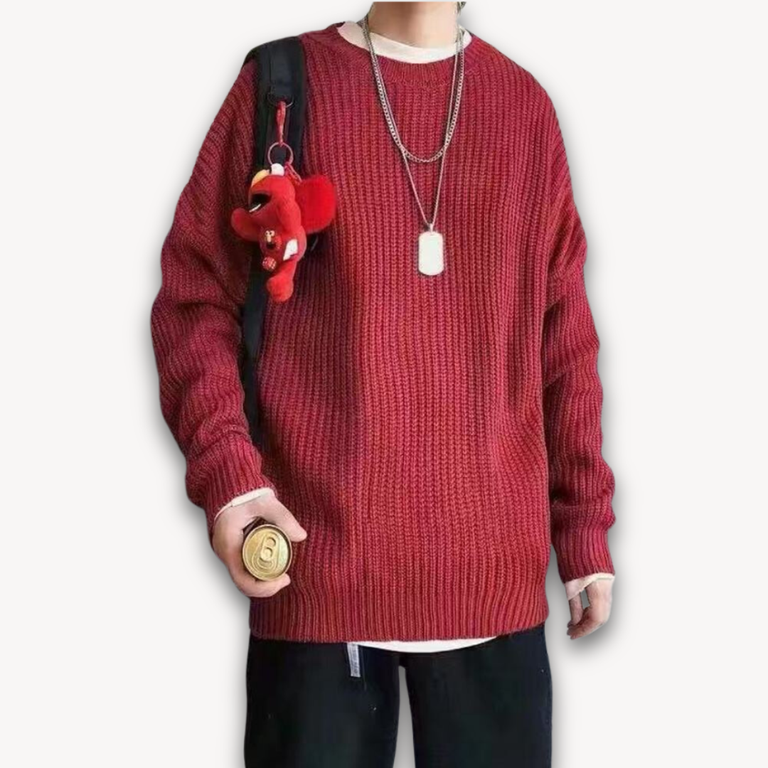 Oversized Knitted Jumper - Casual Loose Fit Pullover