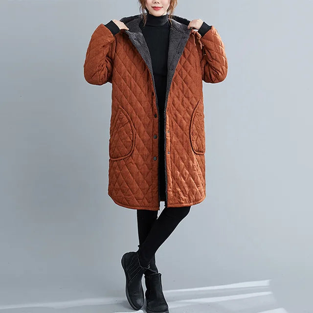 Quilted Hooded Jacket - Relaxed Fit with Snap Buttons