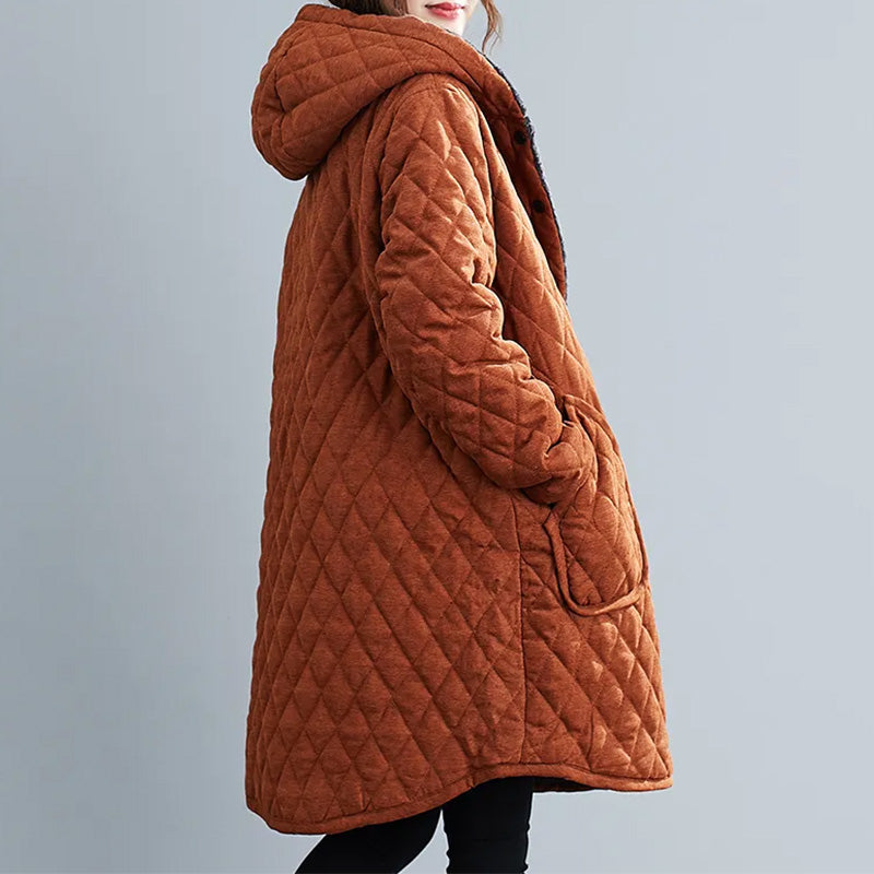 Quilted Hooded Jacket - Relaxed Fit with Snap Buttons