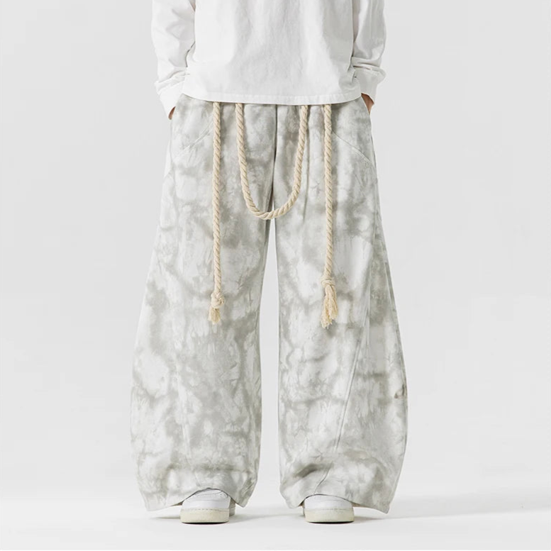 Wide Leg Lounge Trousers - Rope Belt Detail