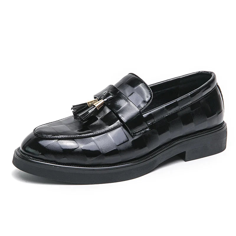 Tassel Loafers - Woven Pattern Slip-On Formal Shoes