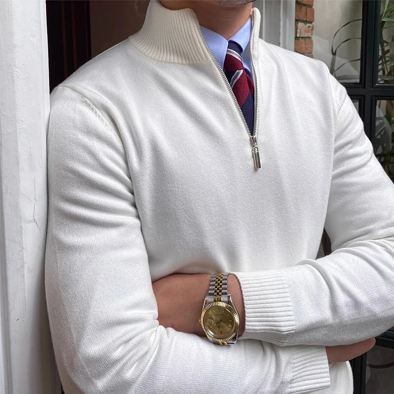 Half Zip Jumper - Slim Fit Knitted Pullover